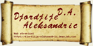 Đorđije Aleksandrić vizit kartica